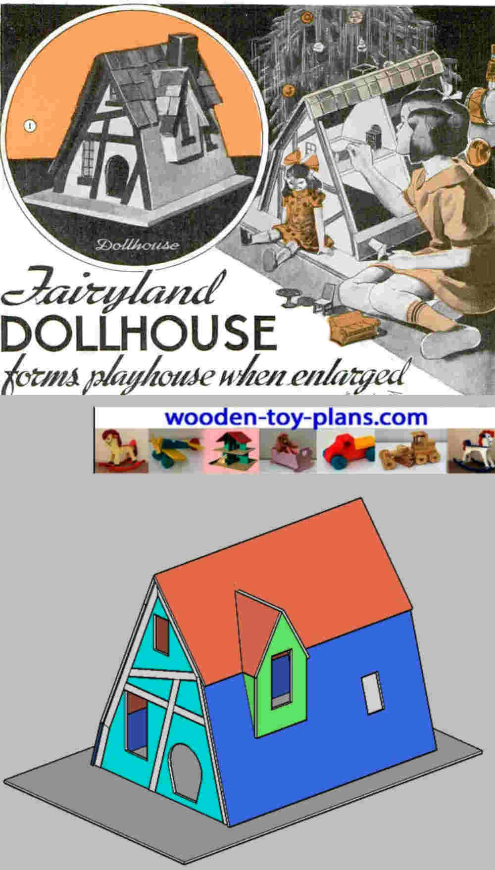 Easy-Build Doll House for 12 Dolls (Barbie) Wood Toy Plans