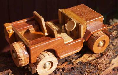 wooden jeep toy